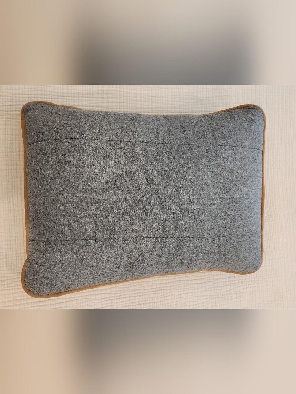 Pottery Barn Teen Gray/Camel Quilted Pillow Sham - Premium Home Bedding